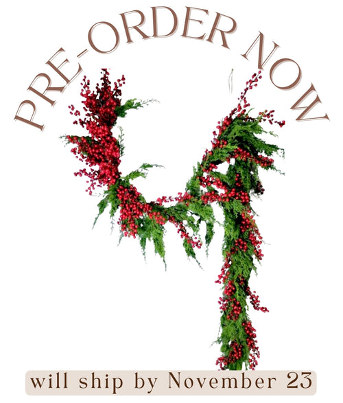 9ft Cedar and Red Berry Garland - Ship by 9/30/2026 - Che Cose Belle