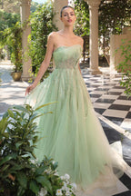 Andrea & Leo A1491 Boned Asymmetrical Sequin Bodice A-Line Formal Dress