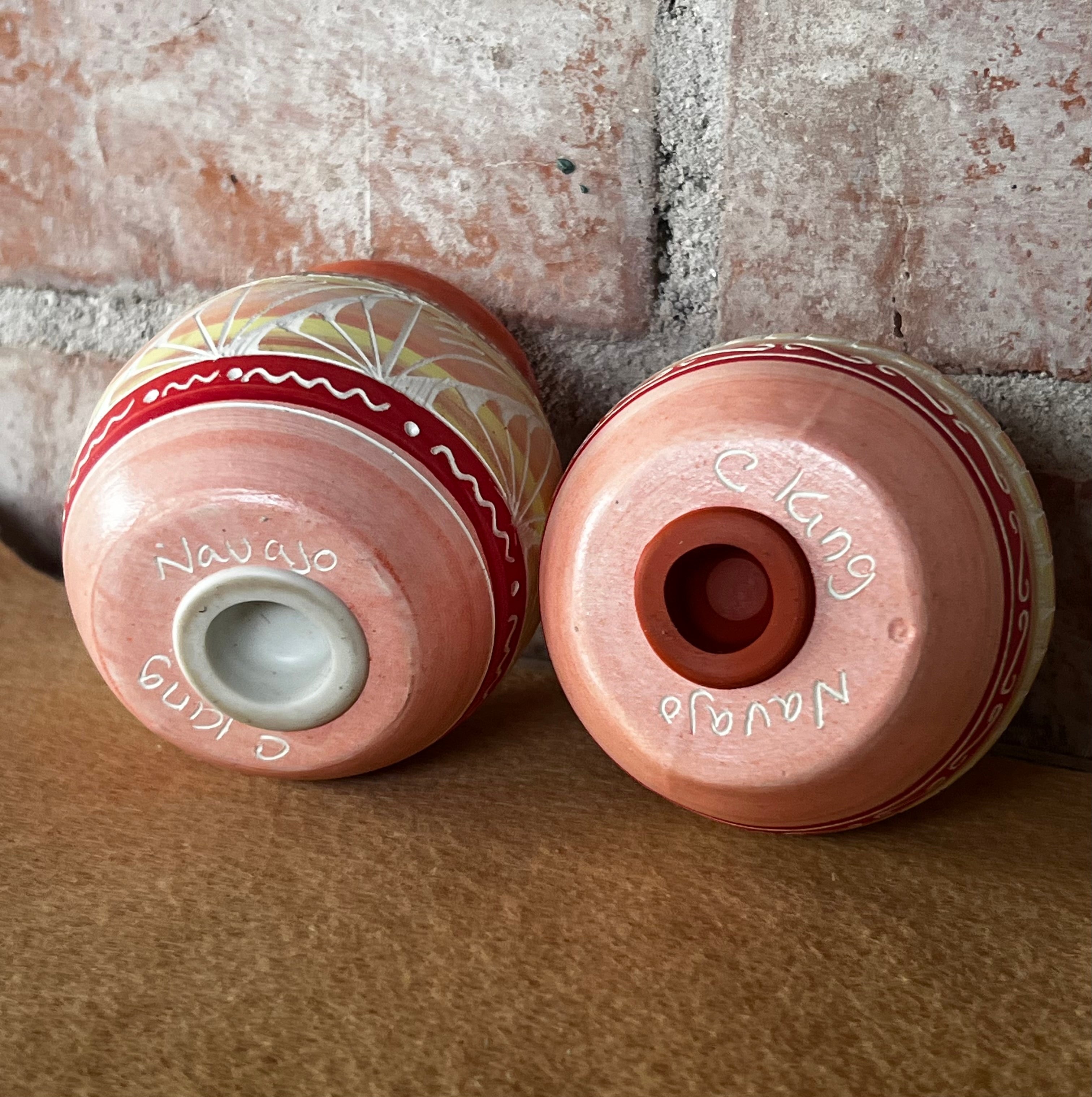 Handcrafted Orange Salt & Pepper Shakers “Cassandra King”