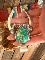 Handcrafted Sterling Silver & Sonoran Mountain Turquoise Naja Pendant by Chimney Butte