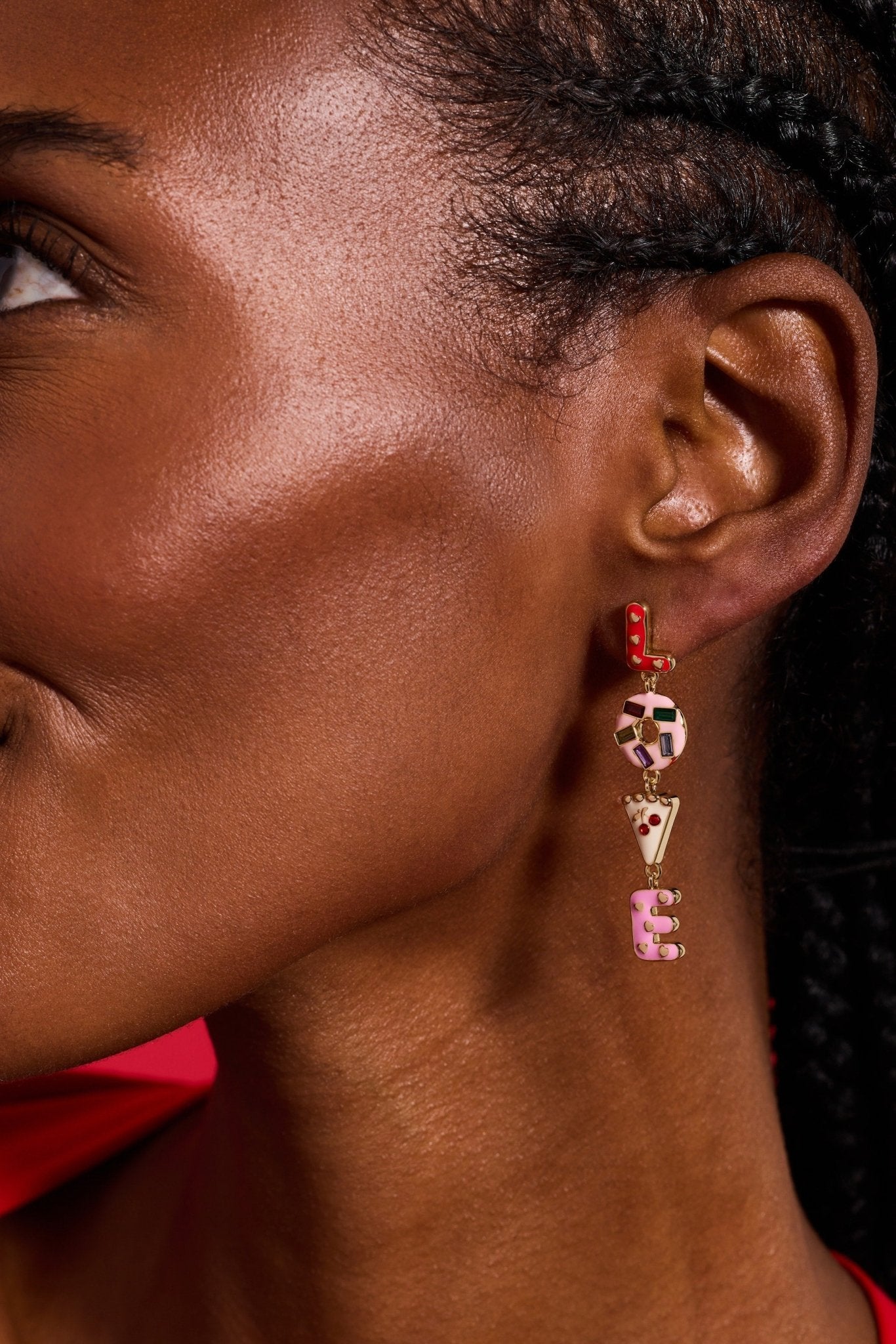 Sweet Shop 'Love' Linear Drop Statement Earrings - Che Cose Belle