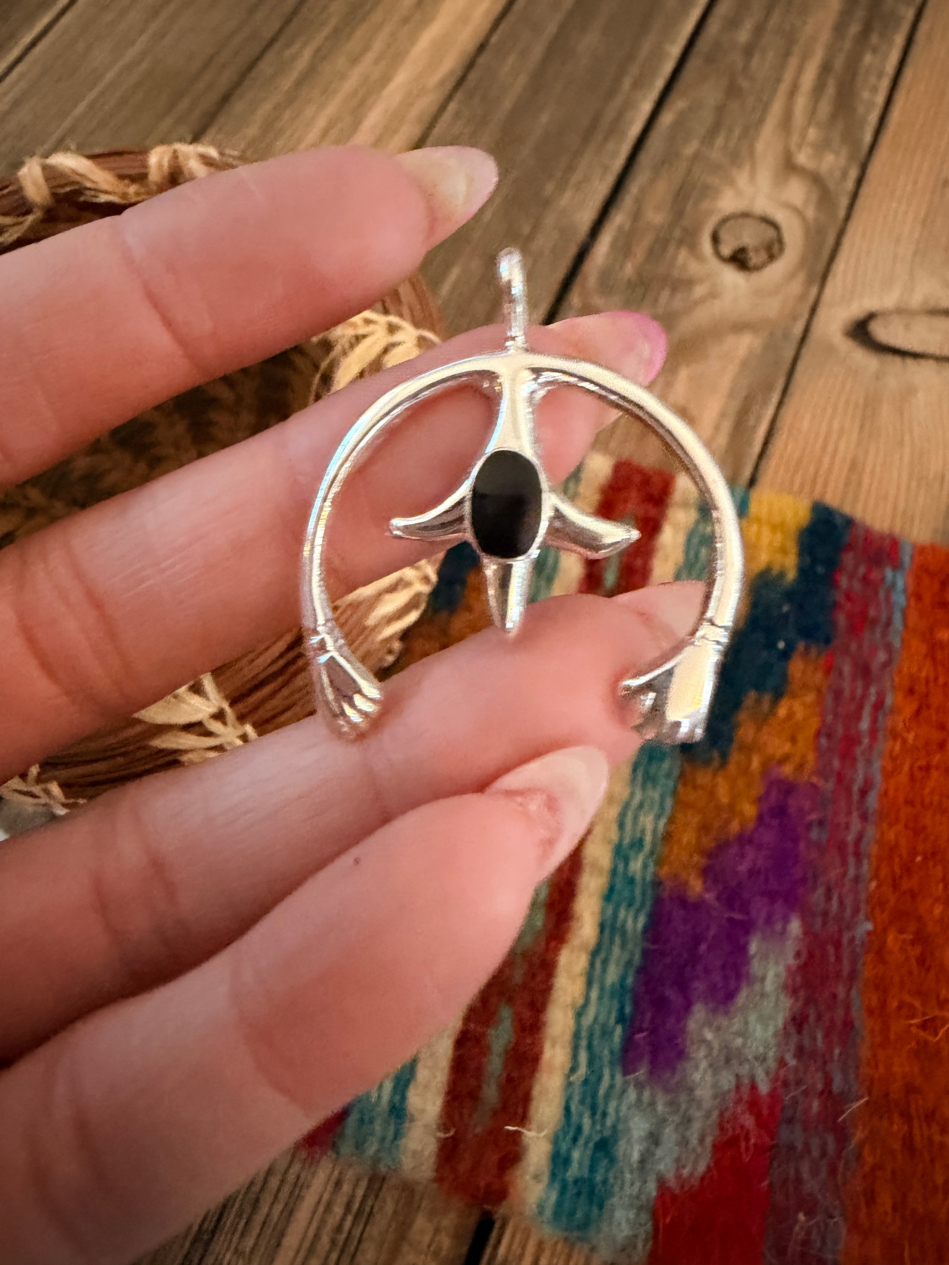 Handcrafted Sterling Silver & Black Onyx Naja Pendant by Joseph Martinez