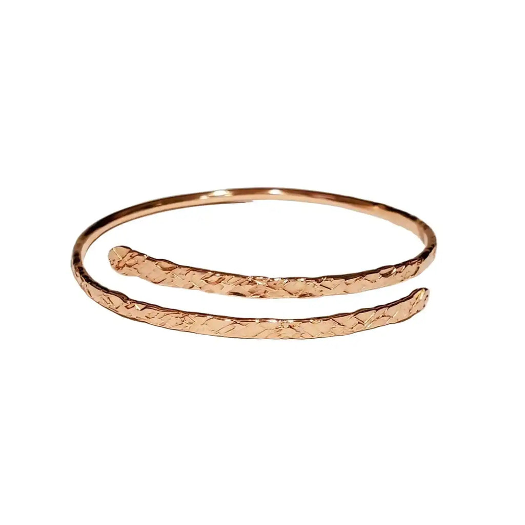Handmade Adjustable 10 Gauge Copper Hammer Textured Overlap Bangle