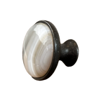 White & Grey Agate Cabinet Knob