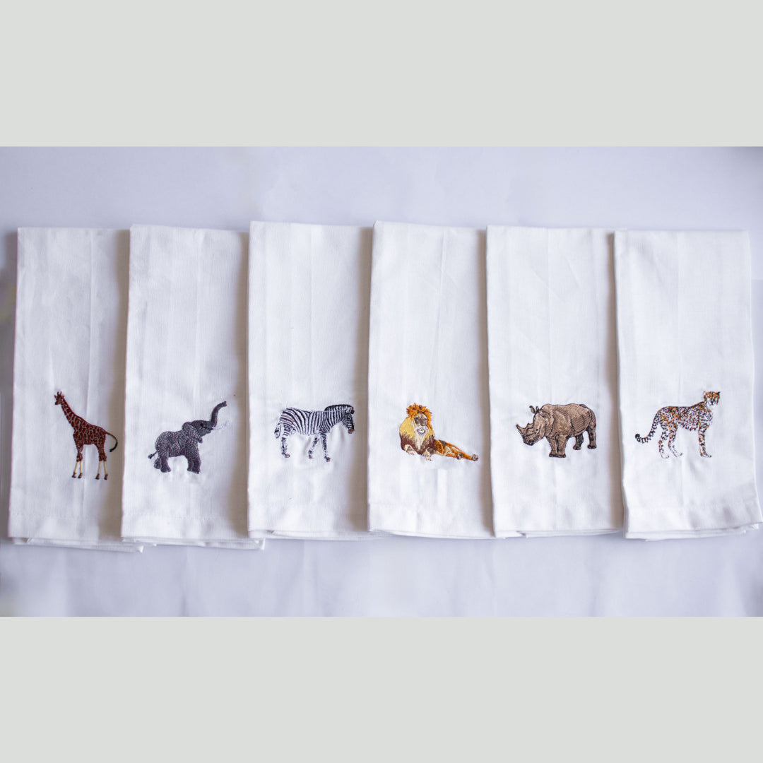 African Wildlife Cotton Tea Towels - Handmade Kitchen Gift