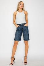 Celeste Dark Wash High Rise Bermuda Jeans