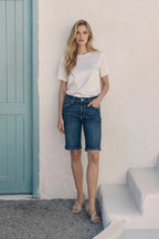 Celeste Dark Wash High Rise Bermuda Jeans