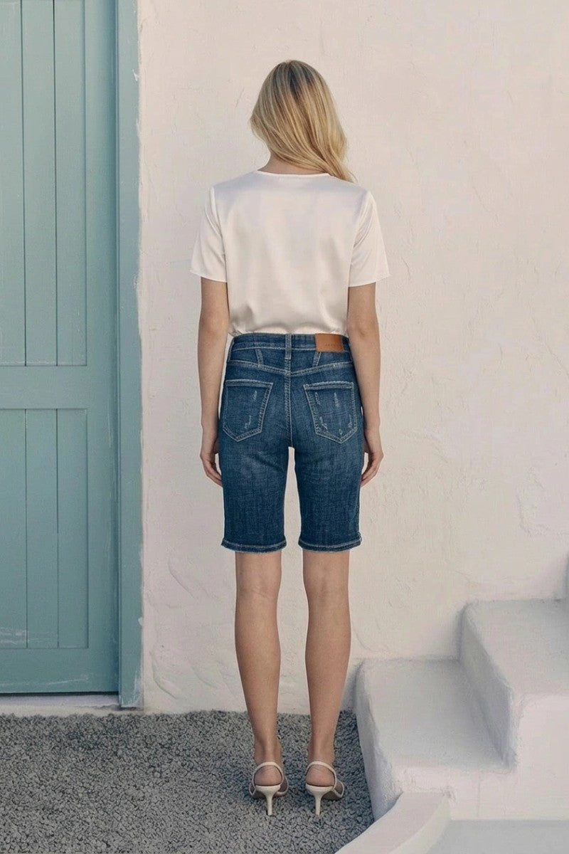 Celeste Dark Wash High Rise Bermuda Jeans