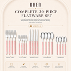 Khen Pink Cutlery Set of 20 –18/8 Stainless Steel Flatware