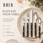 Khen Black Cutlery Set of 20 –18/8 Stainless Steel Flatware