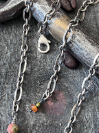 Tularosa Rosary Style Sterling Silver, Red Creek Jasper and Citrine Sunset Necklace