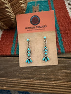 Handcrafted Old Pawn Sterling Silver & Turquoise Dangle Earrings