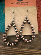 Handcrafted Copper Beaded Dangle Hoop Earrings