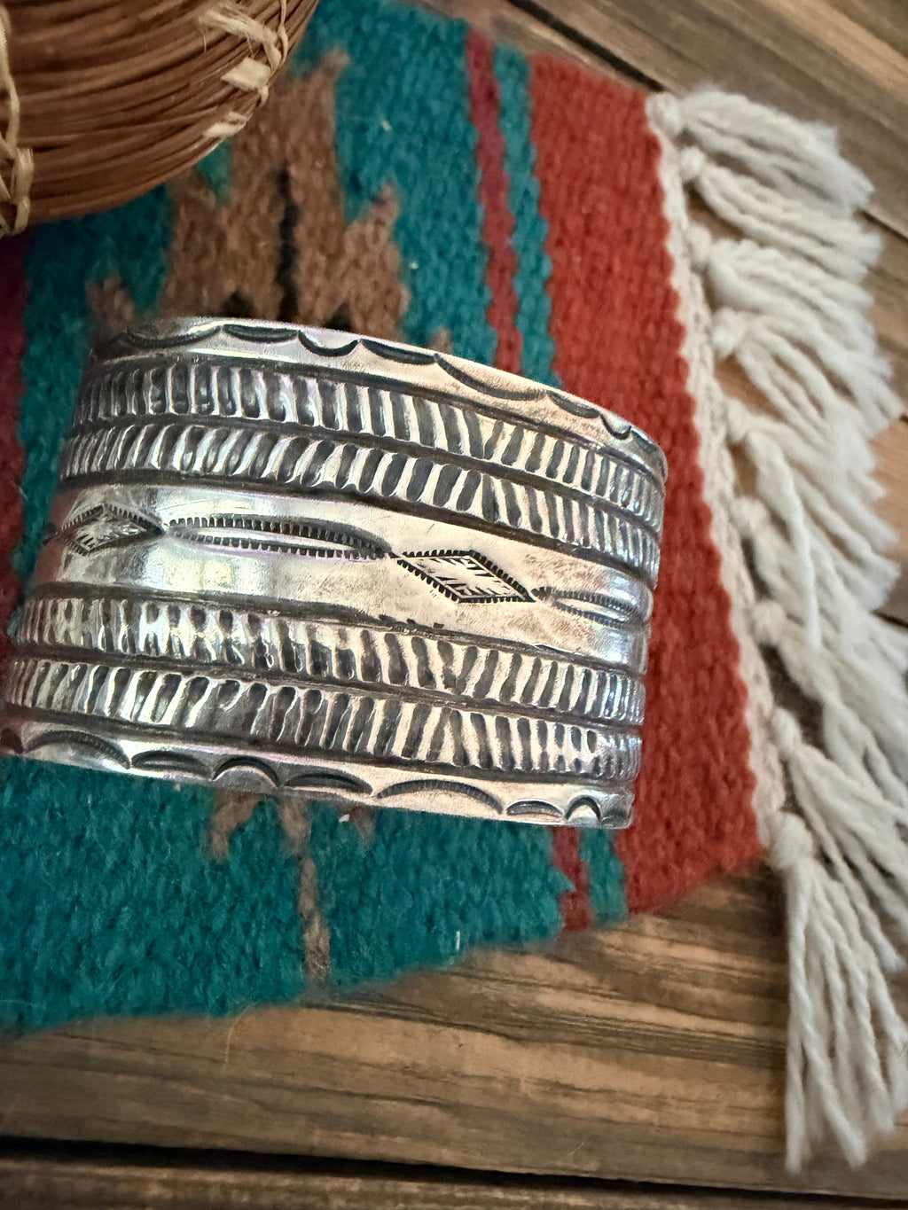 Handcrafted Old Pawn Sterling Silver Cuff Bracelet