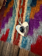 Handcrafted Sterling Silver & Onyx Heart Pendant by Joseph Martinez