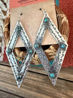 Handmade Sterling Silver & Turquoise Concho Dangle Earrings by Kimari Somers