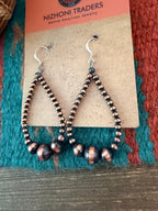 Handcrafted Copper Beaded Dangle Hoop Earrings