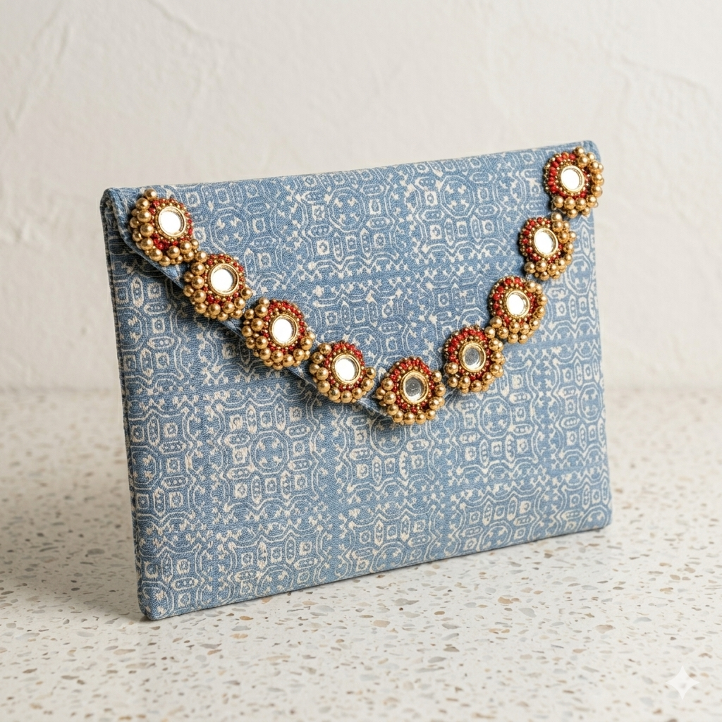 Batik Envelope Clutch Hand Stamped Fabric Bag – Thailand