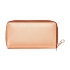 Zip Around Leather Wallet — Rose Gold