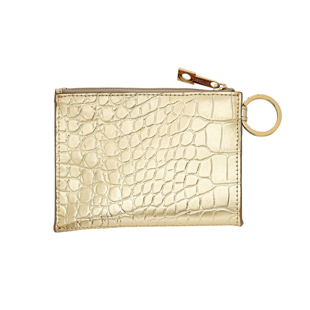 Keychain Wallet — Gold Leather Card Case