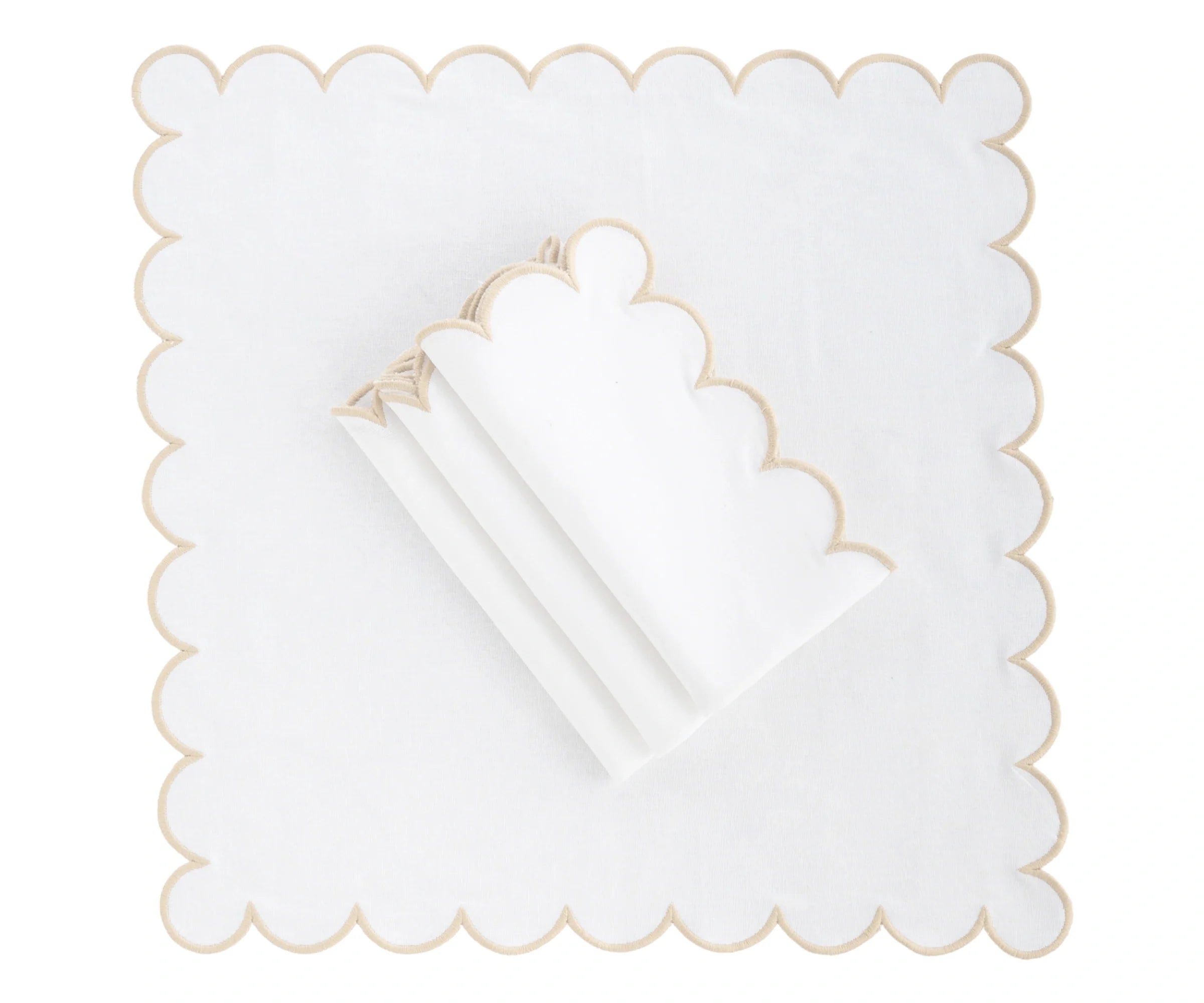 Beige Scalloped Edge Napkins - LongWave
