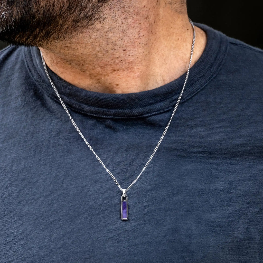 Birthstone Tag Necklace - Silver