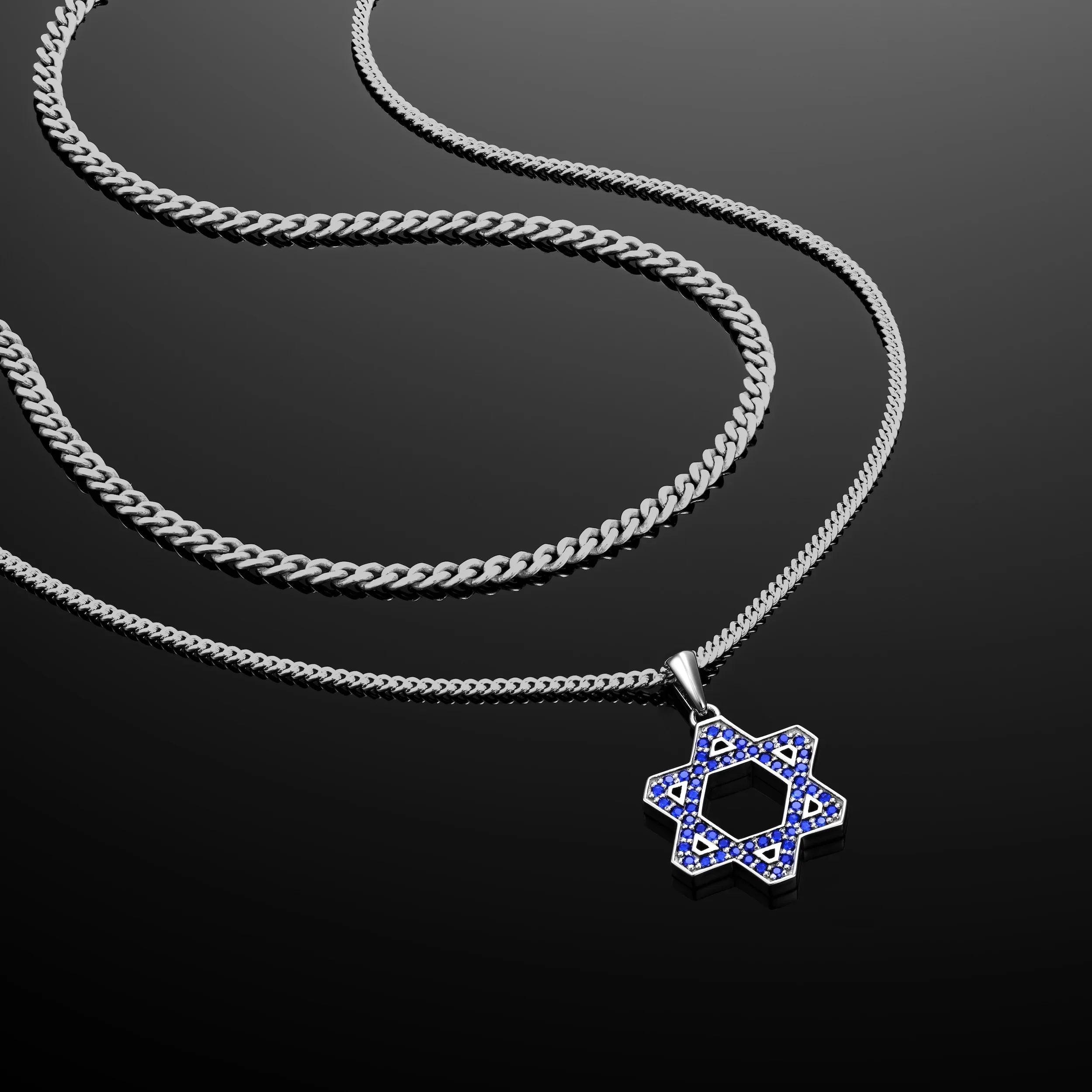 Star Of David Pendant - Sapphire