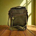 Bovine Leather Small Satchel Bag - Olive