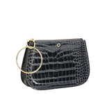 The Original Bracelet Bag — Black Croc Leather, Gold