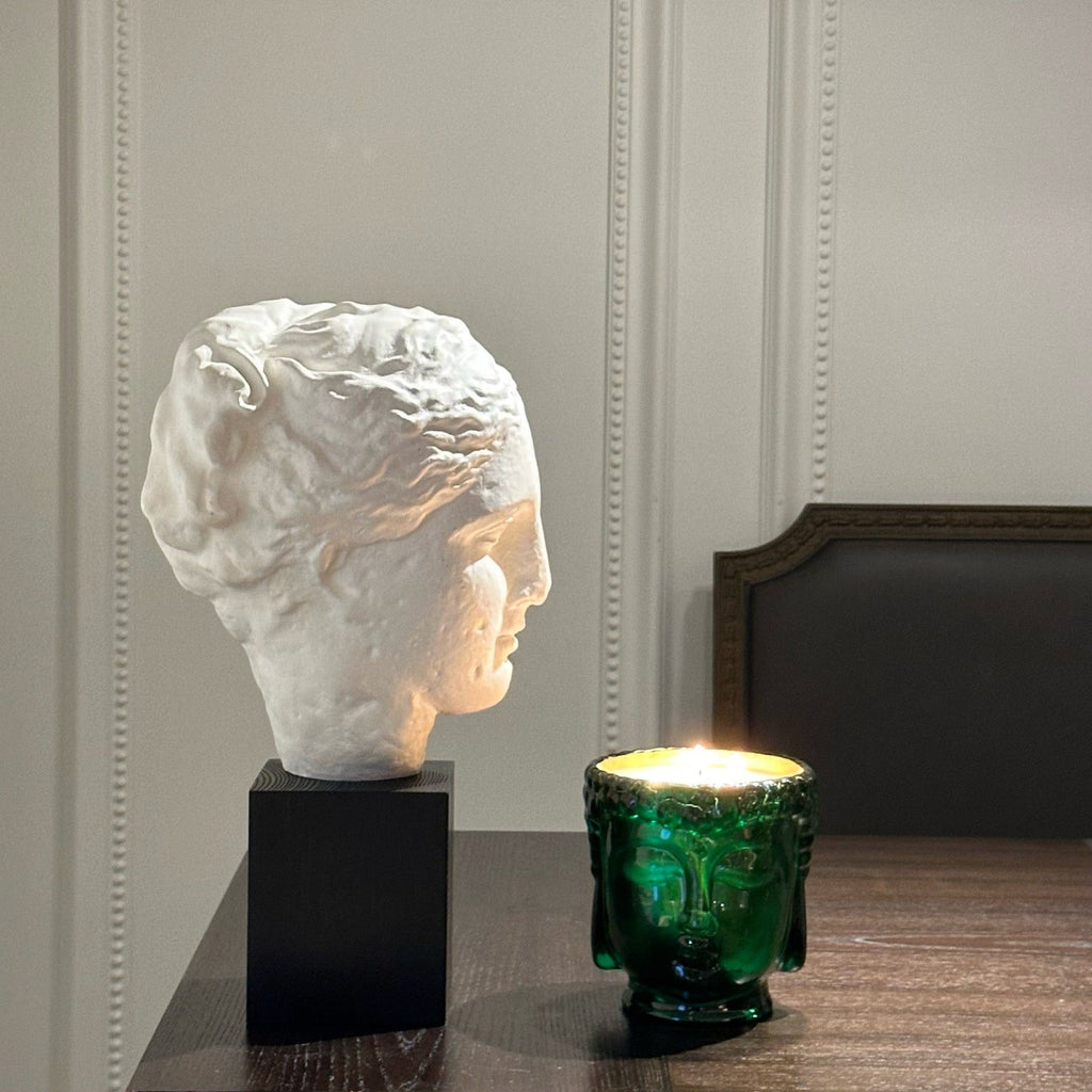 24K Gold Emerald Green Glass Buddha Luxury Candle