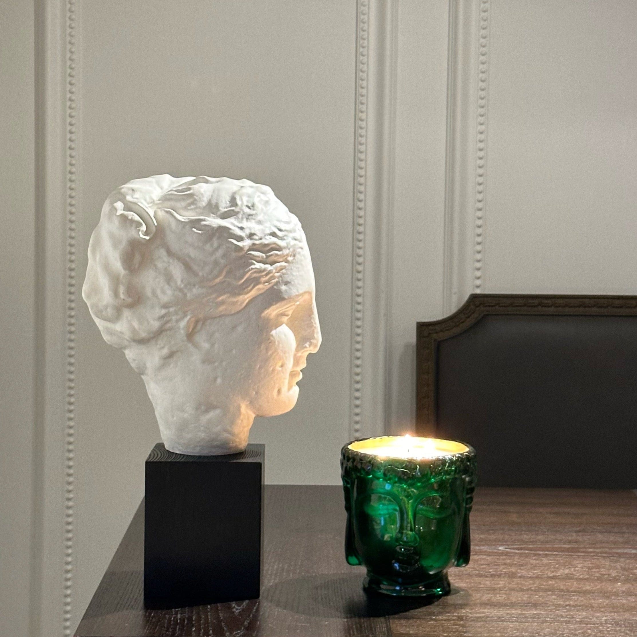 24K Gold Emerald Green Glass Buddha Luxury Candle