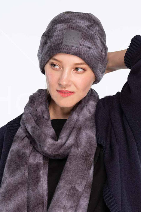 C.C Women's Tie Dye Beanie Hats With Rubber Patch