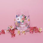 Painted Floral Stemless Wine Glasses