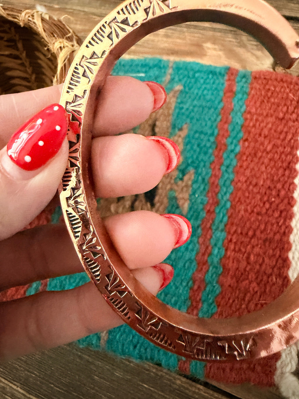 Handcrafted Copper & Sterling Silver Cuff Bracelet by Wylie Secatero
