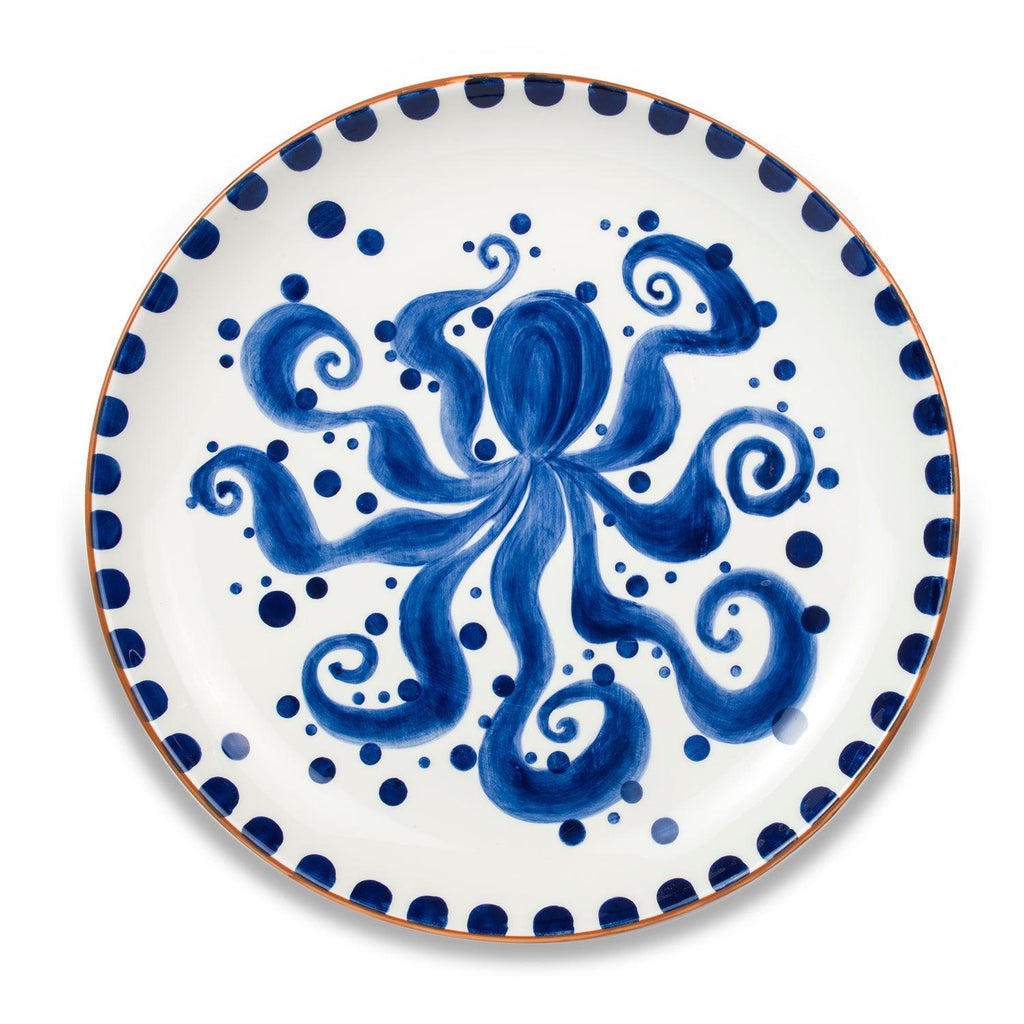 Costa Azul Hand Painted Octopus Design 15 - Inch Round Ceramic Serving Platter - Che Cose Belle