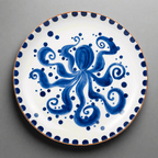 Costa Azul Hand Painted Octopus Design 15 - Inch Round Ceramic Serving Platter - Che Cose Belle