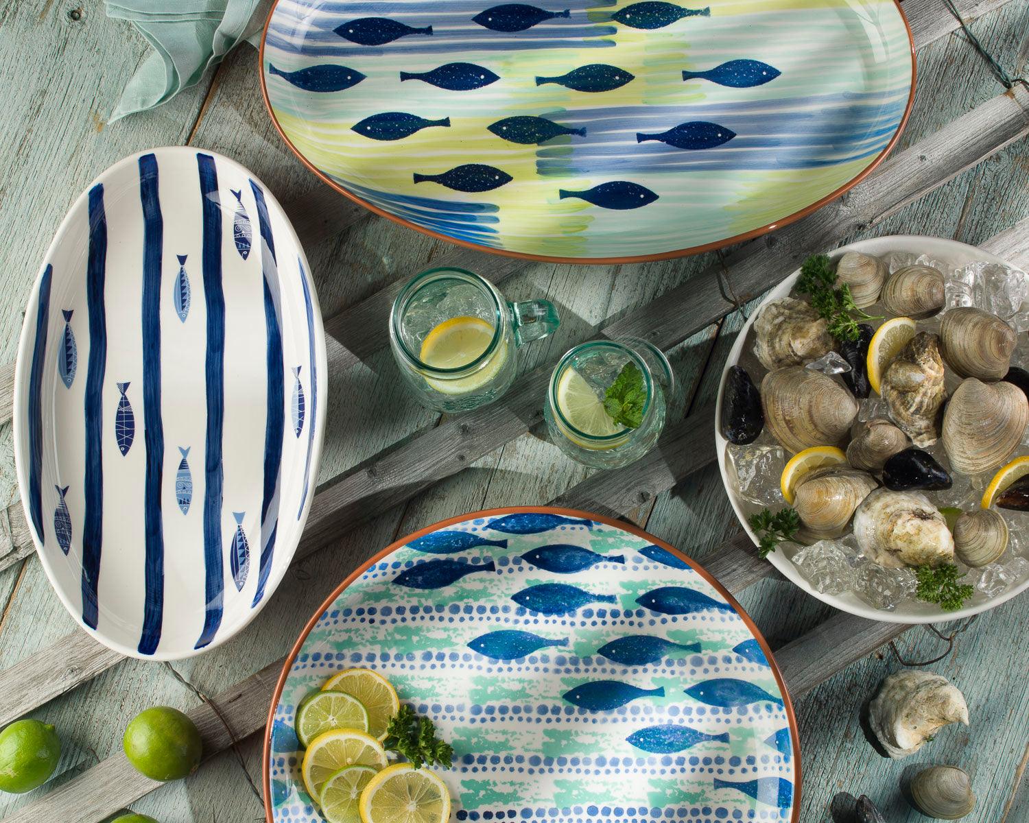 Mediterranean Sea Fish 15'' Oval Serving Bowl - Che Cose Belle