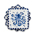 Costa Azul 4 - Piece Hand Painted Octopus design Ceramic Canapes Appetizers Plates Set - Che Cose Belle