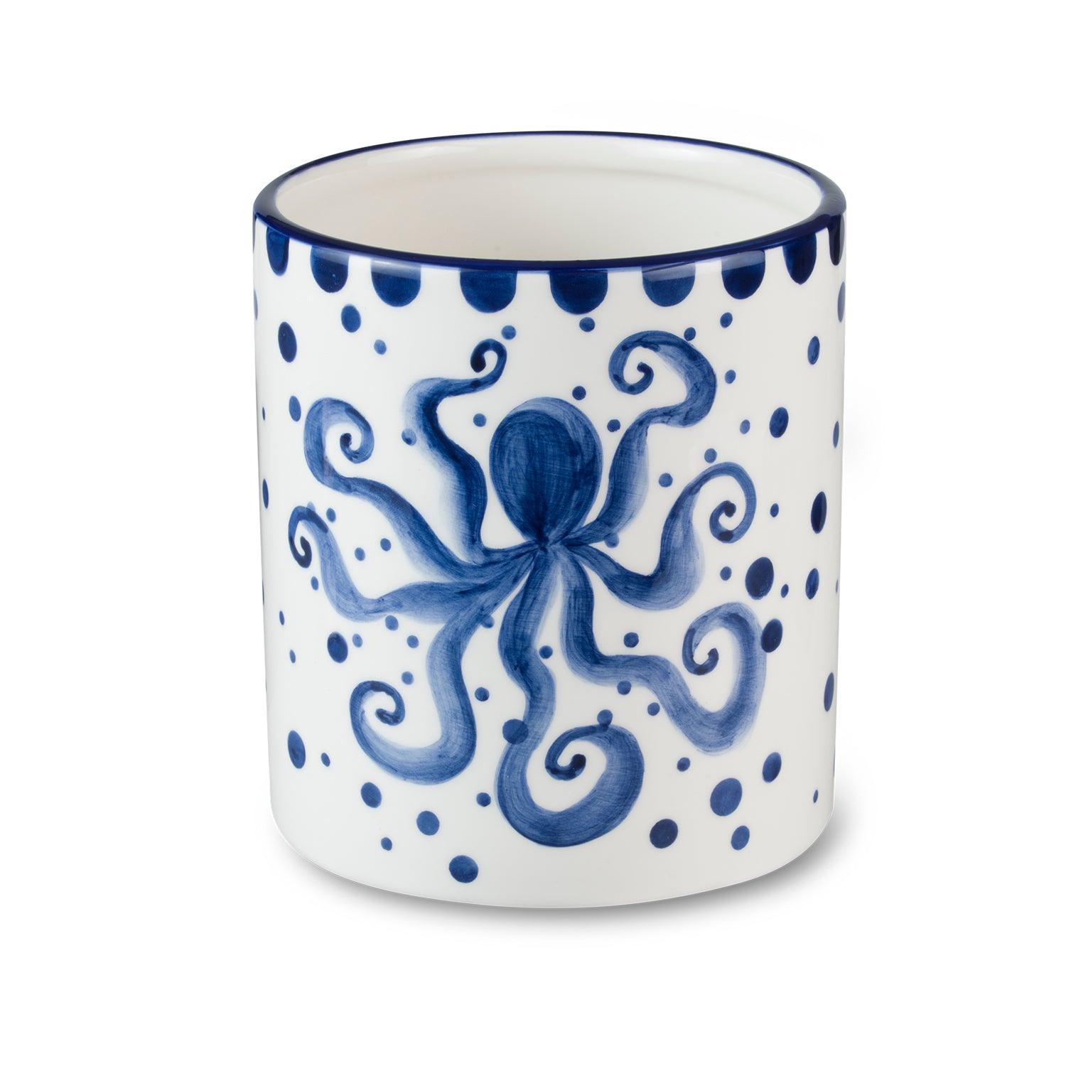 Costa Azul Hand Painted Octopus Design Ceramic Crock - Che Cose Belle