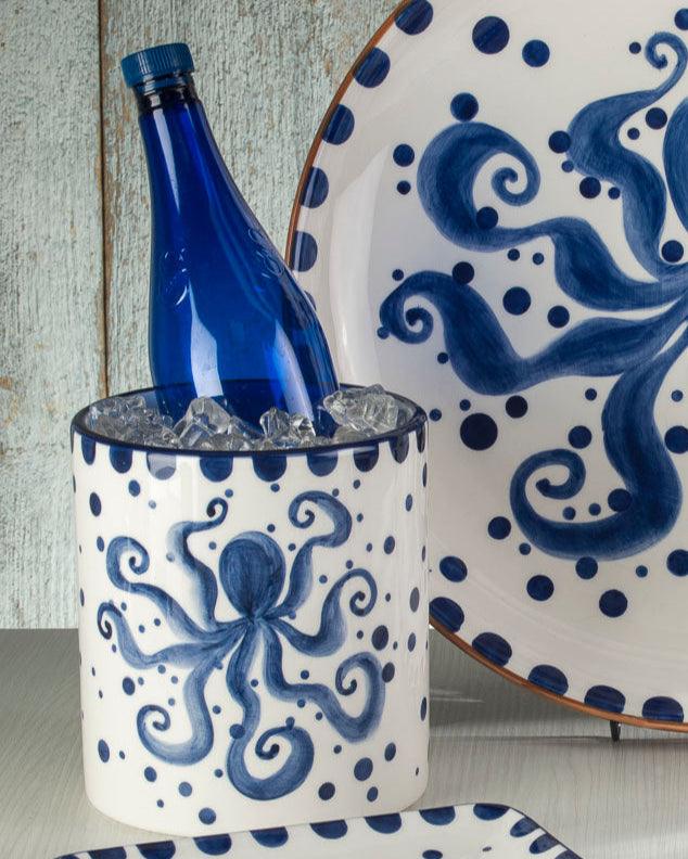 Costa Azul Hand Painted Octopus Design Ceramic Crock - Che Cose Belle