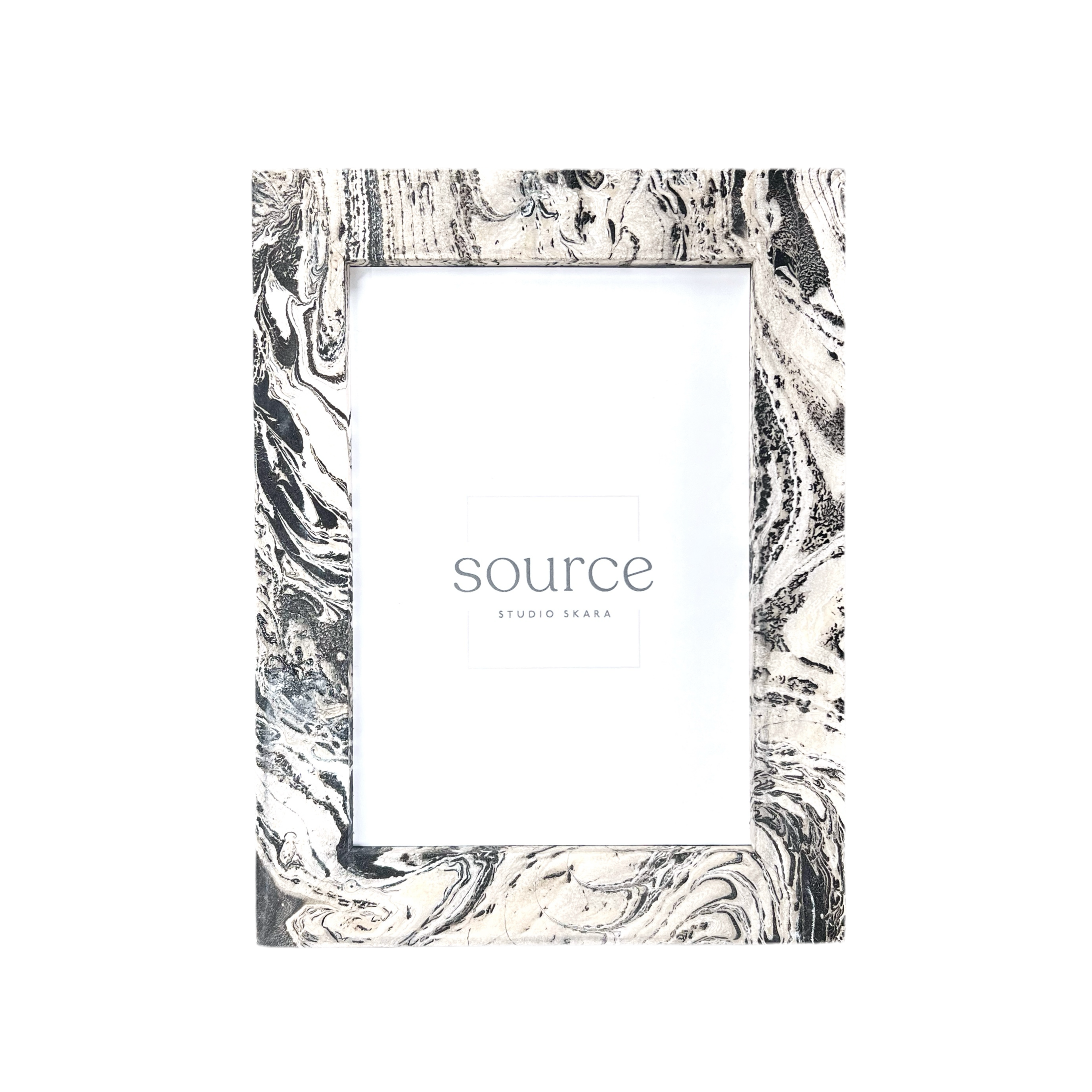Neue Hand Marbled Wood Picture Frame - B&W & Neutrals (5x7)