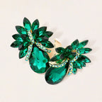 Teardrop Stone Accented Clip on Evening Earrings
