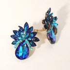 Teardrop Stone Accented Clip on Evening Earrings