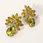 Teardrop Stone Accented Clip on Evening Earrings
