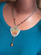 Tularosa Rosary Style Sterling Silver, Red Creek Jasper and Citrine Sunset Necklace