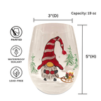 Painted Christmas Gnome Stemless Wine Glasses