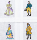 Hand Embroidered Ladies and Gentlemen Cocktail Napkins 6" x 6" (Set of 4)