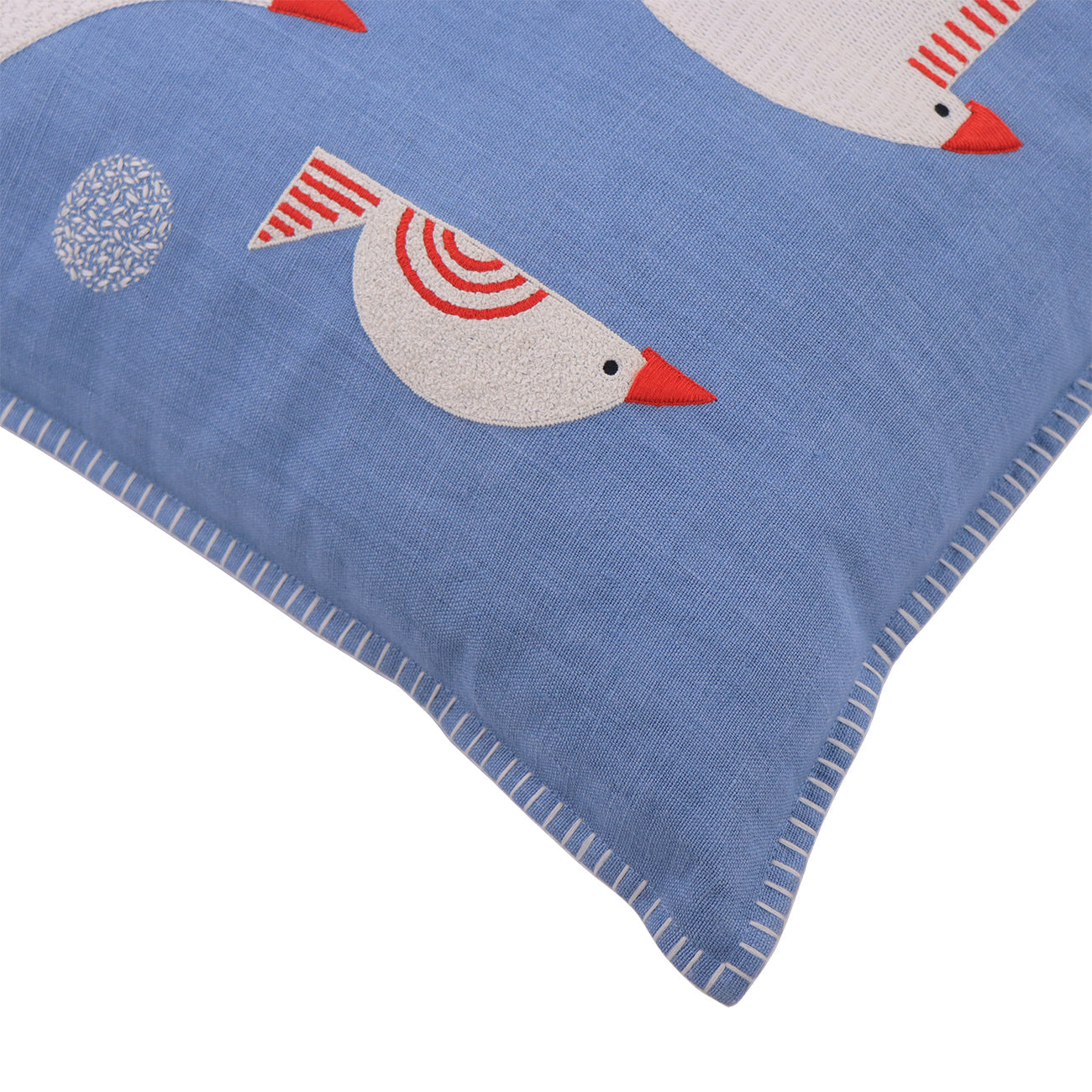Hand Embroidered Birds Pillow Cover 20" x 20"