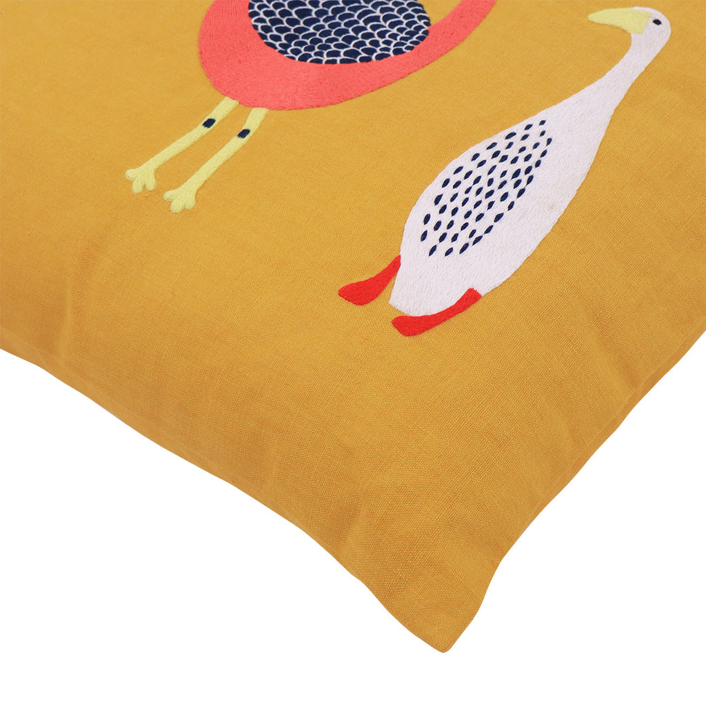 Hand Embroidered Birds Pillow Cover 20" x 20"