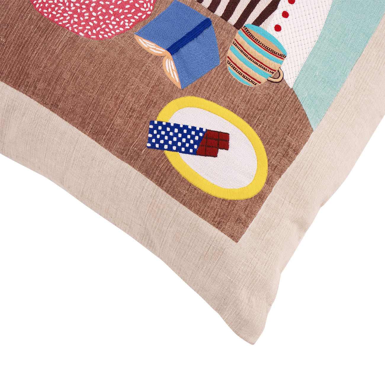 Hand Embroidered Still Life Pillow Cover 20" x 20"